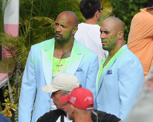 Dwayne Johnson And Stunt Double On The Set Of Pain And Gain