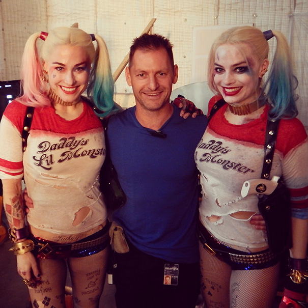 Margot Robbie With Her Stunt Double Ingrid Kleinig On The Set Of Suicide Squad
