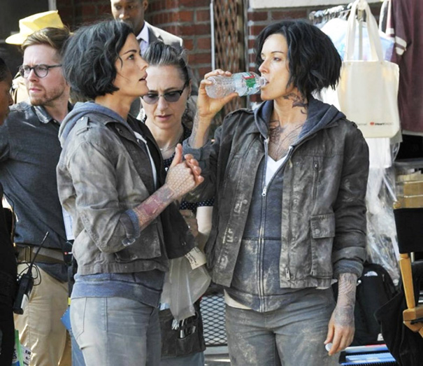 Jaimie Alexander And Her Stunt Double Ky Furneaux On The Set Of Blindspot