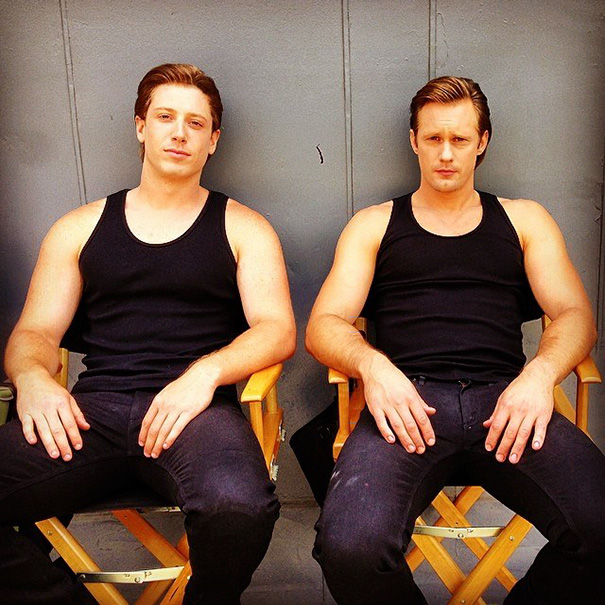 Alexander Skarsgard And His Stunt Double On The Set Of True Blood