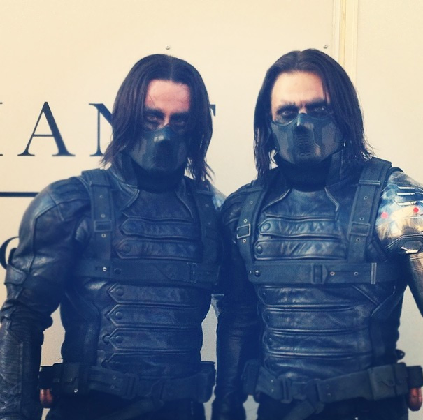 Sebastian Stan With His Stunt Double James Young On The Set Of Captain America: The Winter Soldier