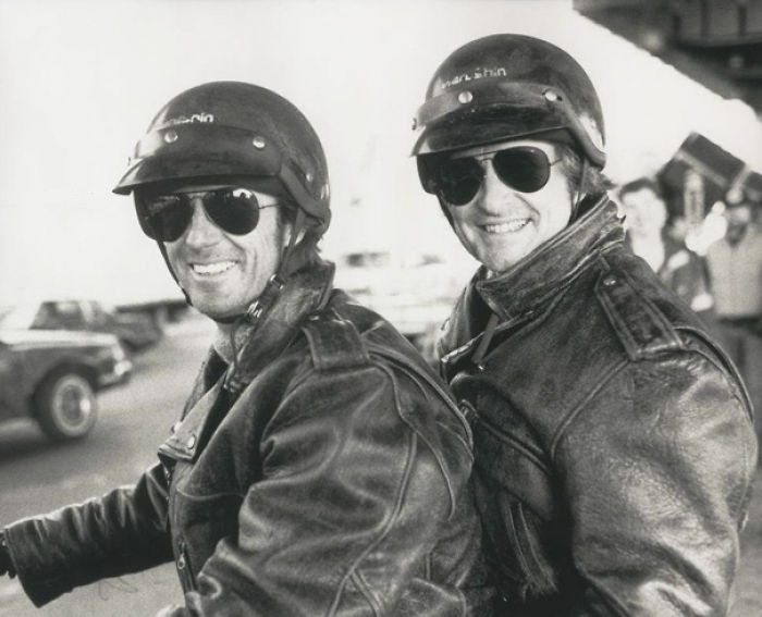 Michael Douglaswith His Longtime Stunt Double Mike Runyard On The Set Of Black Rain