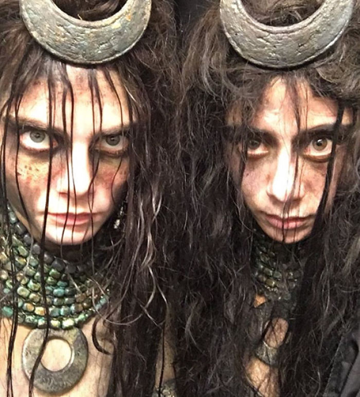 Cara Delevingne With Her Stunt Double Tara Macken On The Set Of Suicide Squad
