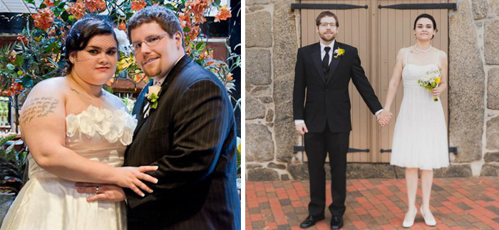 For Our 4th Anniversary My Wife And I Retconned Our Wedding Photos. My Wife Lost 109 Lbs, And I Lost 129 Lbs (about 1,5 Years)