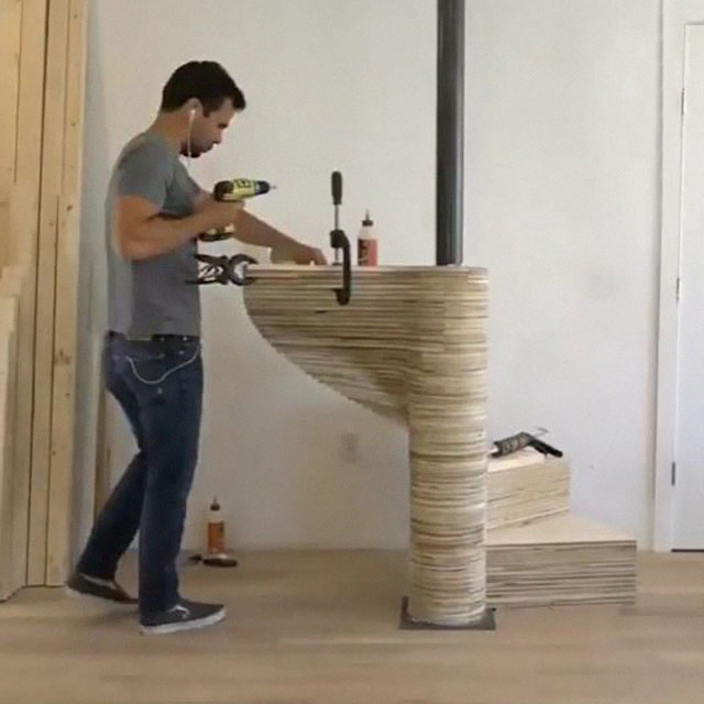 DIY Spiral Staircase Made Out Of Plywood
