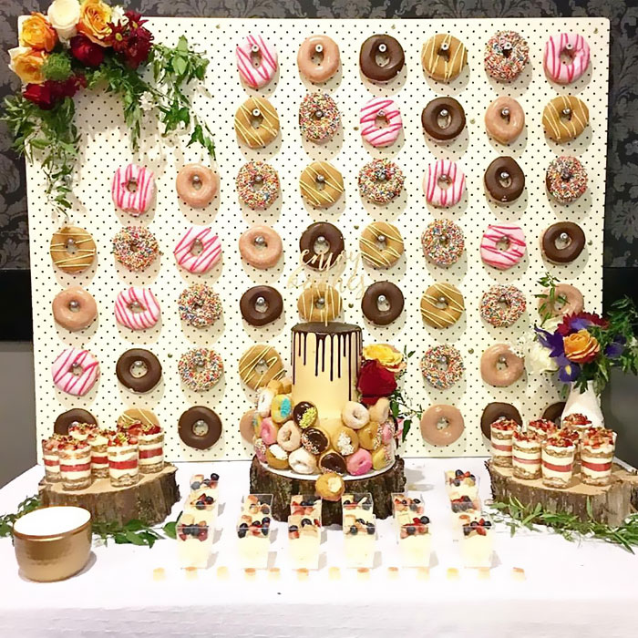 unique wedding donut wall