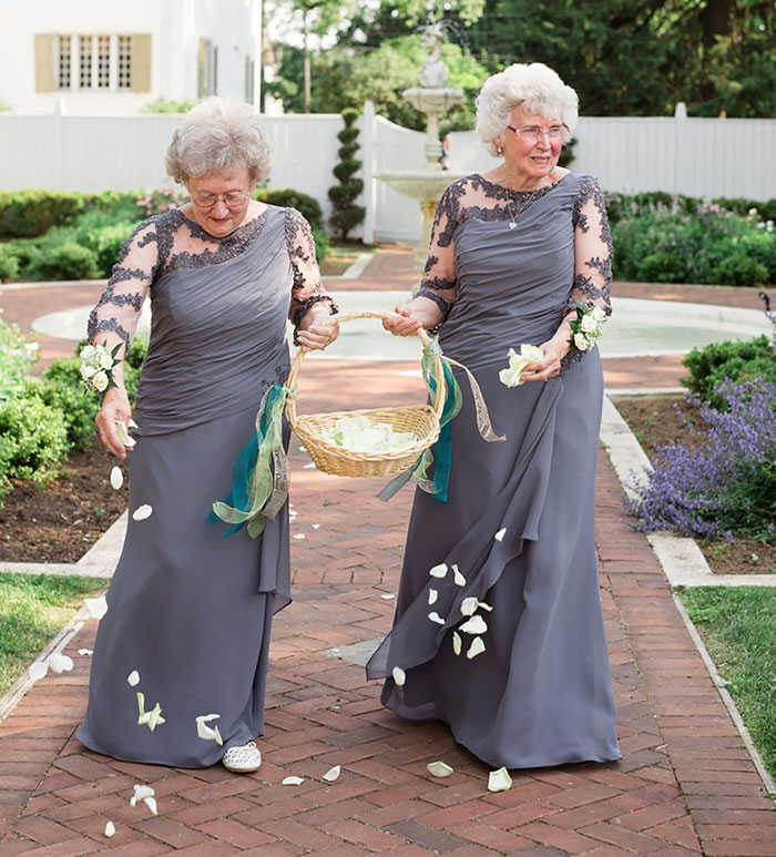 Bride And Groom’s Grandmas Teamed Up As Flower Girls For Their Wedding