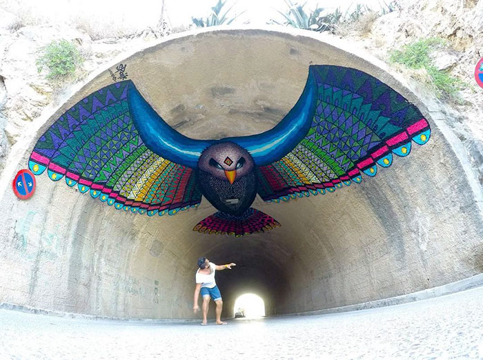 flying-eagle-mural-bloop-festival-street-art-spaik-spain-2