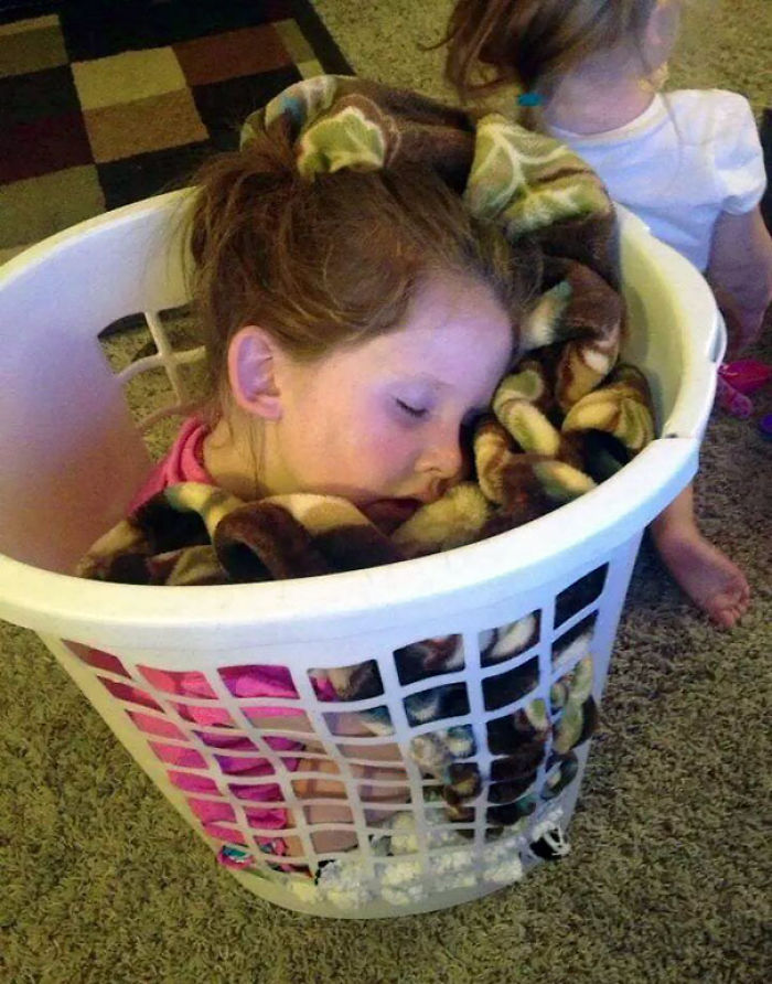 Napping In A Laundry Basket