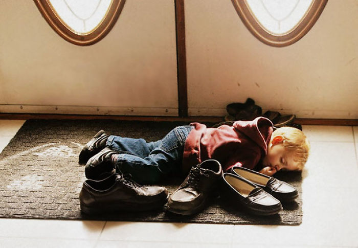 Napping On A Door Mat