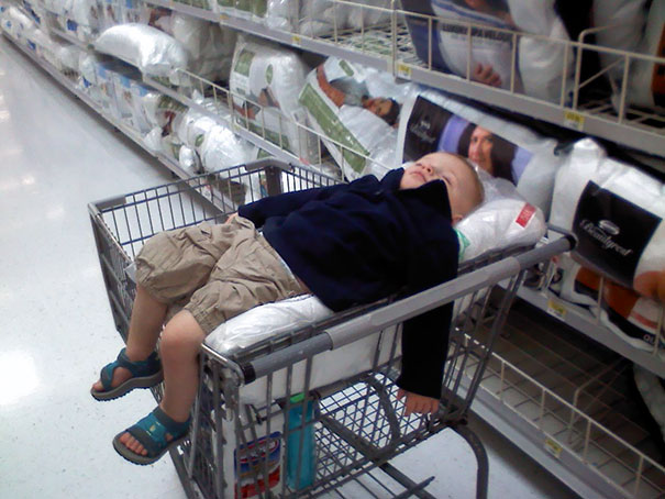 Napping In A Shopping Cart