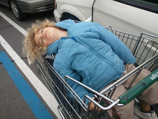 Napping In A Shopping Cart