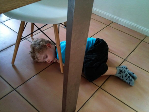Napping On The Floor Under The Dining Table