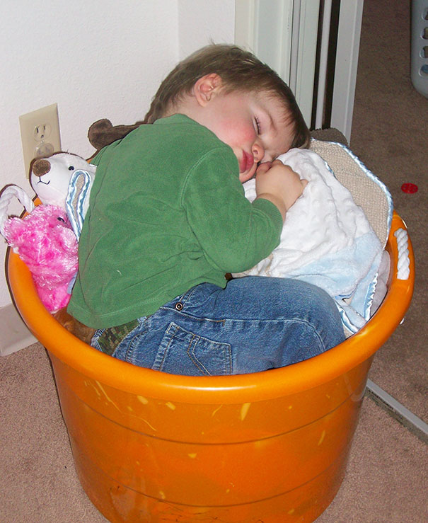 Napping In A Laundry Basket