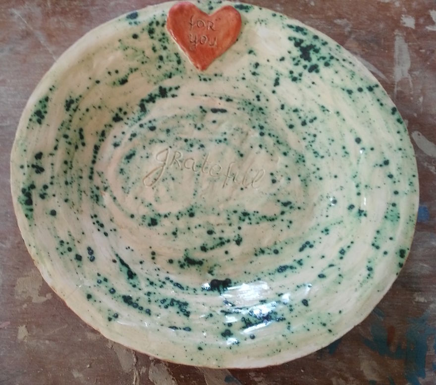 Handmade Natural Clay Gratitude Plate