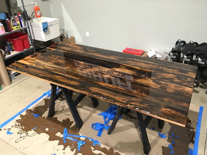 We Made A Industrial Barn Wood Coffee Table