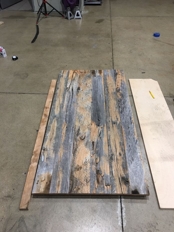 We Made A Industrial Barn Wood Coffee Table