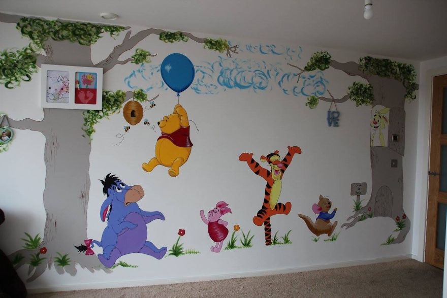 Mum Transforms Her Baby's Room With This Winnie The Pooh And Friends Mural Mum Transforms Her Baby's Room With This Winnie The Pooh And Friends Mural