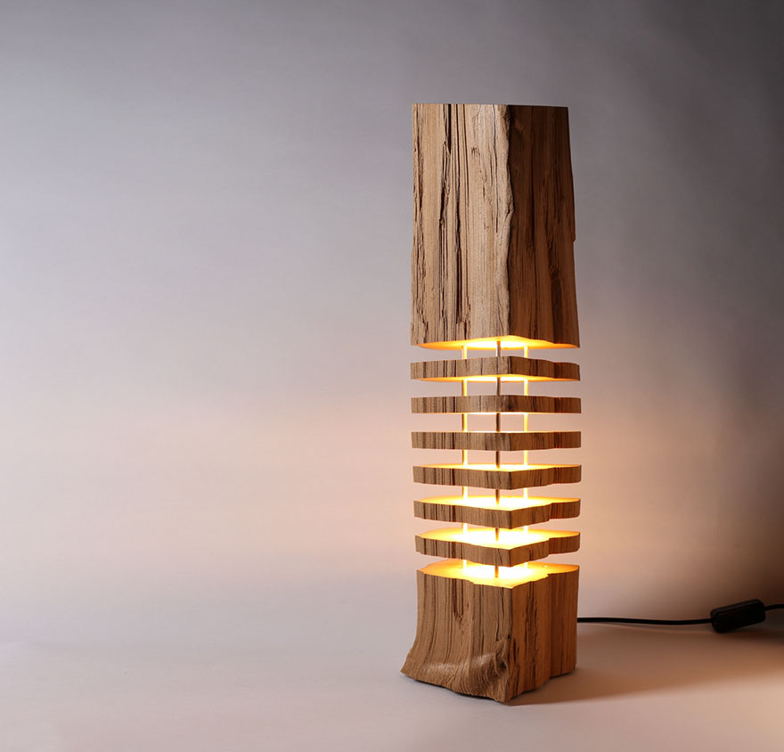Sliced Lamps Made From Real Firewood Show The Beauty Of Simple Things