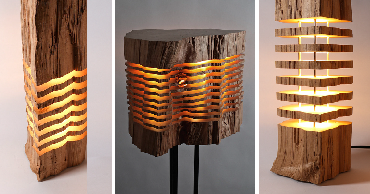 Sliced Lamps Made From Real Firewood, Lamps Made From Wood Logs
