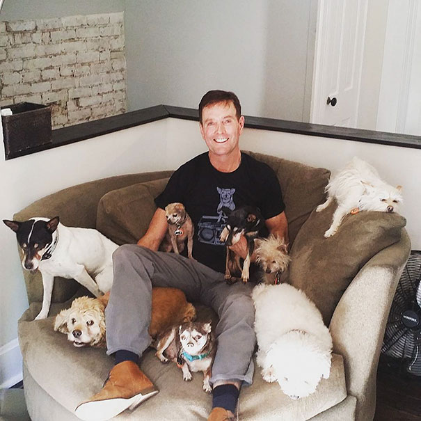 Greig Is A Super Busy Human Dad To His 10 Elder Shelter Dogs
