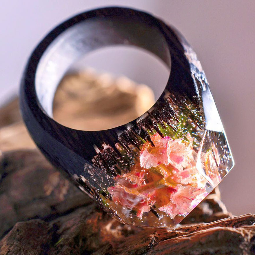 New Miniature Worlds Inside Wooden Rings Capture The Beauty Of Different  Seasons