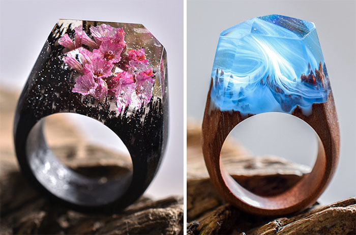 New Miniature Worlds Inside Wooden Rings Capture The Beauty Of Different Seasons