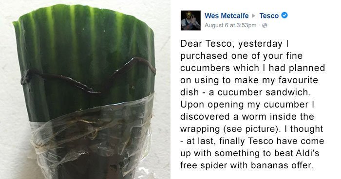 Man Finds Dead Worm In His Cucumber, Tesco’s Response Is Brilliant