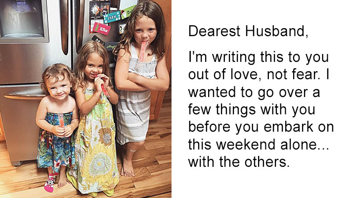 Wife Writes Brutally Honest Letter To Husband Before Leaving Him Alone With Kids For The Weekend