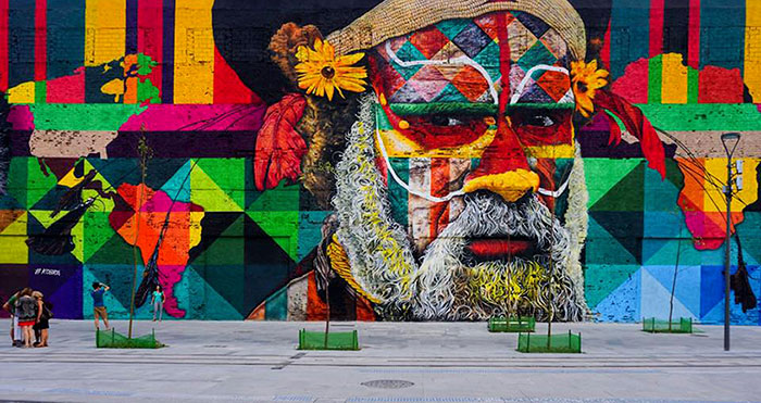 world largest mural street art las etnias the ethnicities eduardo kobra rio olympics brazil 12 - Murais de Graffiti de Eduardo Kobra pelo mundo