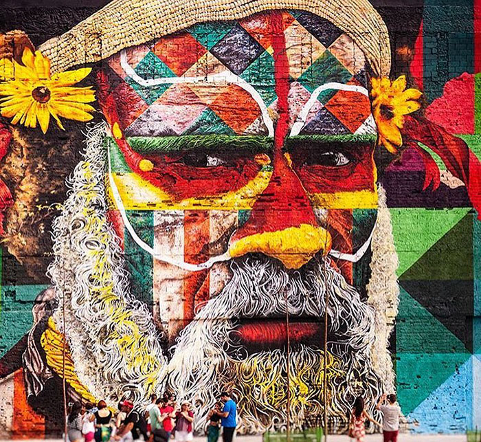 world largest mural street art las etnias the ethnicities eduardo kobra rio olympics brazil 5 - Murais de Graffiti de Eduardo Kobra pelo mundo