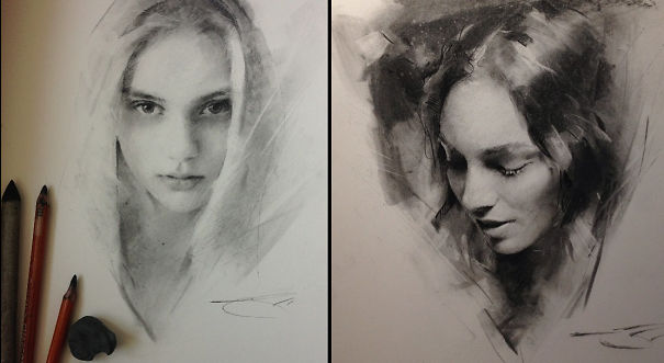 Portrait Drawings Of Charcoal Studies
