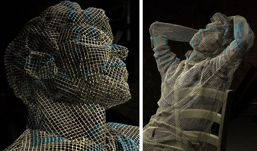 Chicken Wire Sculptures Of People Frozen In Time