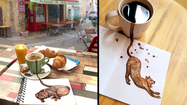 If You Are A Coffee And Cat Lover These Paintings Are For You