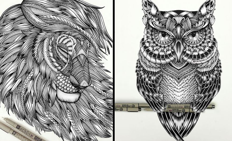 Artist Uses The Zentangle Style To Detail Animal Drawings Artist Uses The Zentangle Style To Detail Animal Drawings