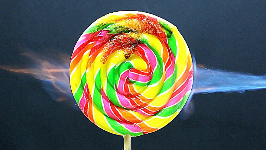 Melting Lollipop With Torch Fire