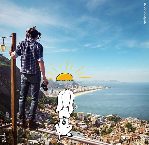 I Draw On Travellers Pictures That I Find On Instagram To Unveil The Hidden Story Behind It