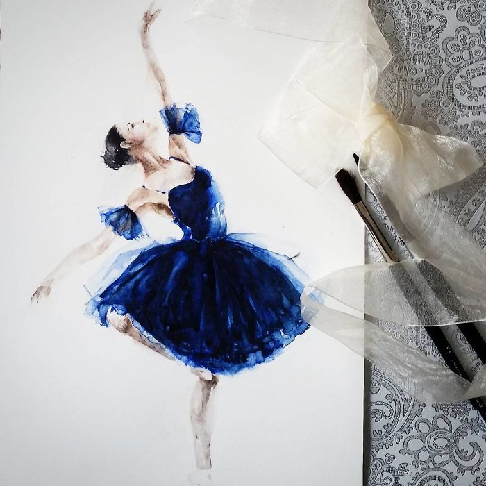 Watercolor Ballerinas By Yulia She