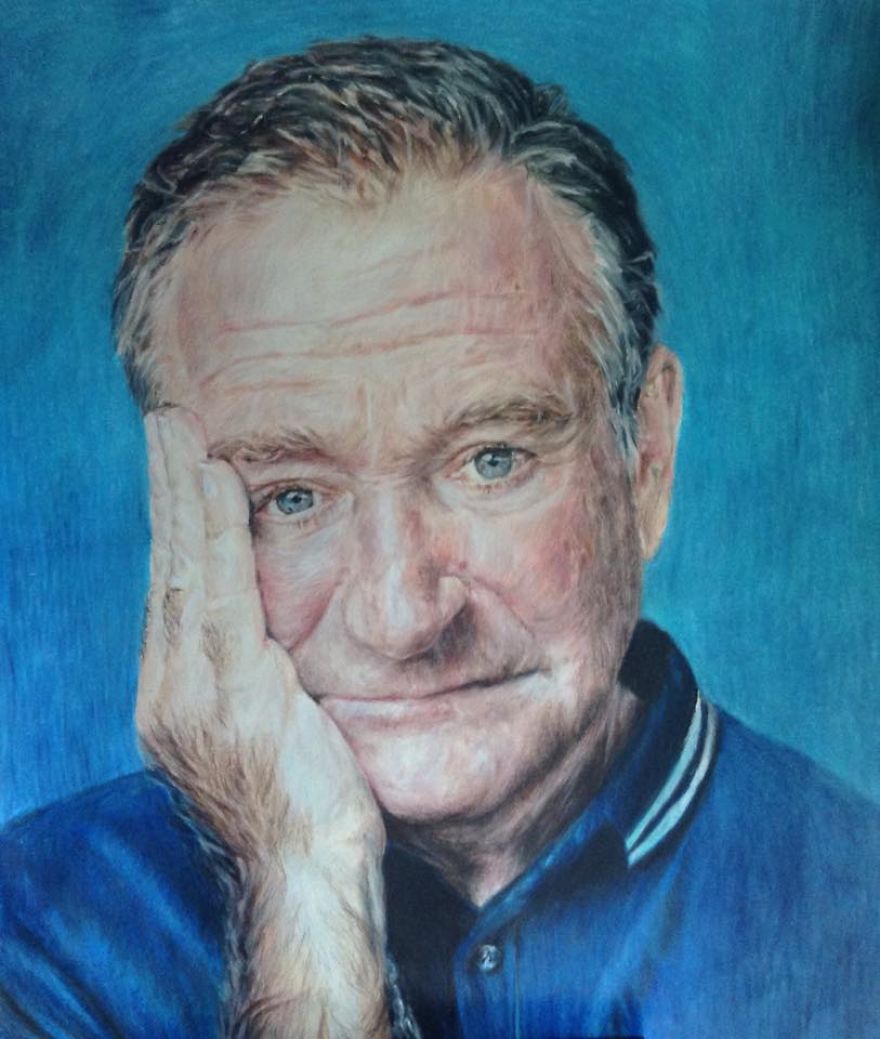 My Colored Pencil Portrait And Poem To Honour Robin Williams