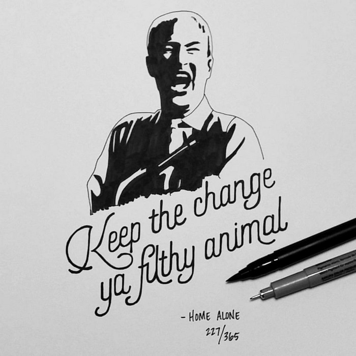 Artist Spends 365 Days Hand Drawing 365 Movie Quotes Bored Panda