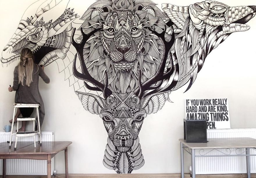 Artist Uses The Zentangle Style To Detail Animal Drawings Artist Uses The Zentangle Style To Detail Animal Drawings