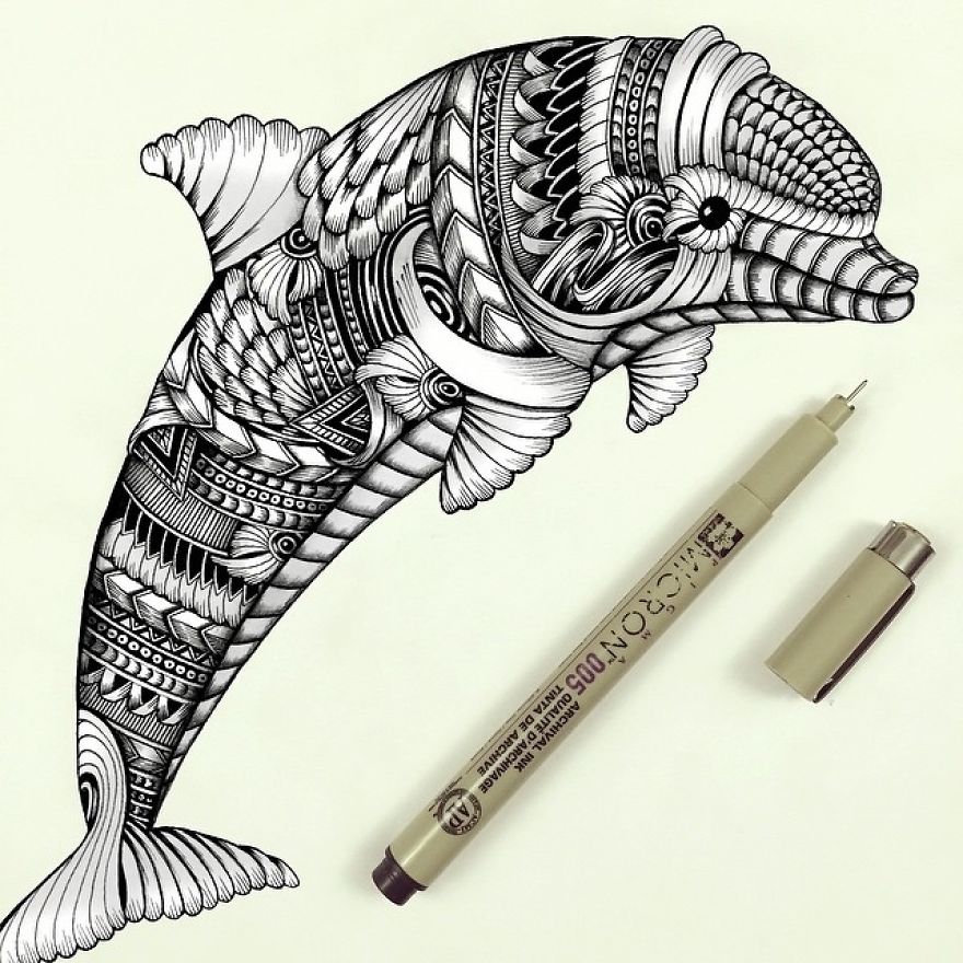 Artist Uses The Zentangle Style To Detail Animal Drawings Artist Uses The Zentangle Style To Detail Animal Drawings