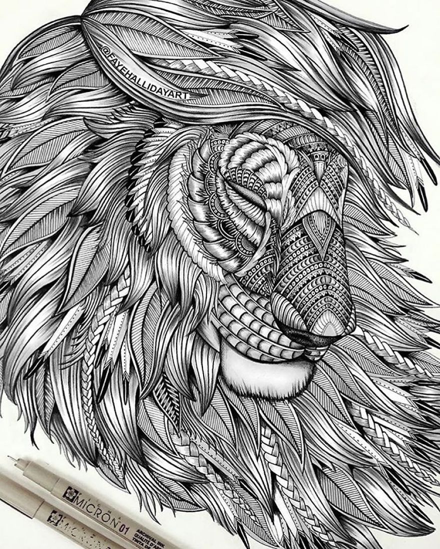 Artist Uses The Zentangle Style To Detail Animal Drawings Artist Uses The Zentangle Style To Detail Animal Drawings