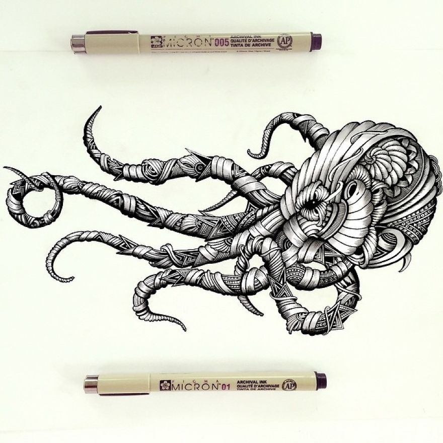 Artist Uses The Zentangle Style To Detail Animal Drawings Artist Uses The Zentangle Style To Detail Animal Drawings