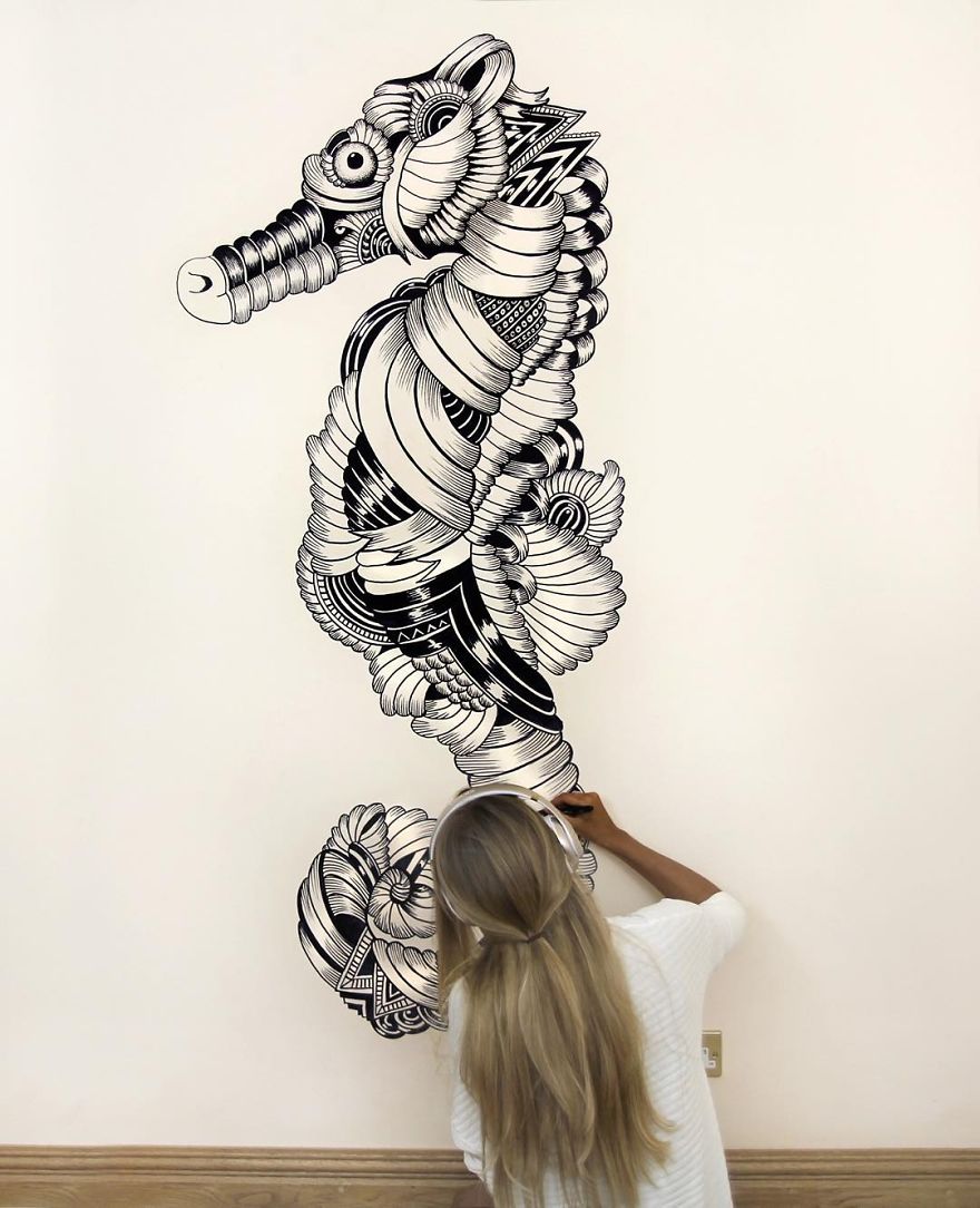 Artist Uses The Zentangle Style To Detail Animal Drawings Artist Uses The Zentangle Style To Detail Animal Drawings