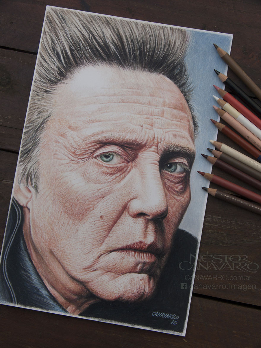 It Took Me 25 Hours To Draw This Portrait Of Christopher Walken With Colored Pencils
