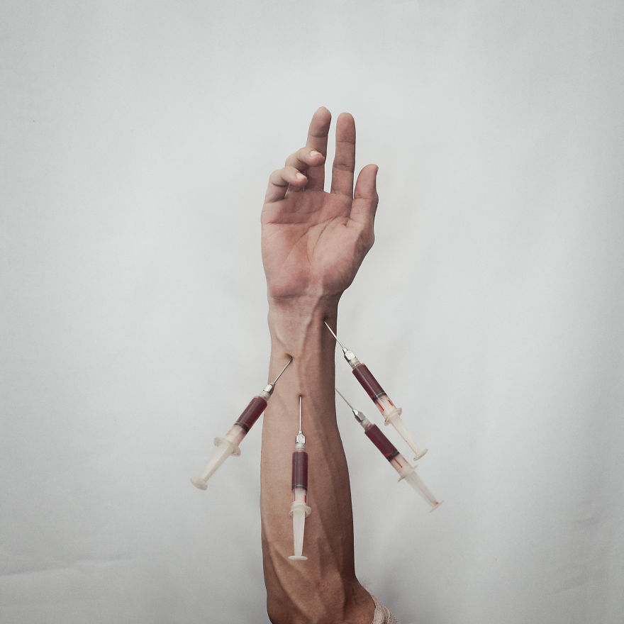 I Created A Series Of Self-Portraits Using My Hands To Represent Different Emotions Of Depression
