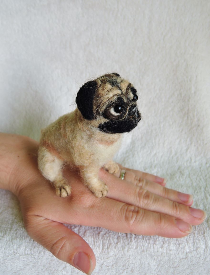 I Create Lifelike Miniature Needle Felted Sculptures Of Dogs