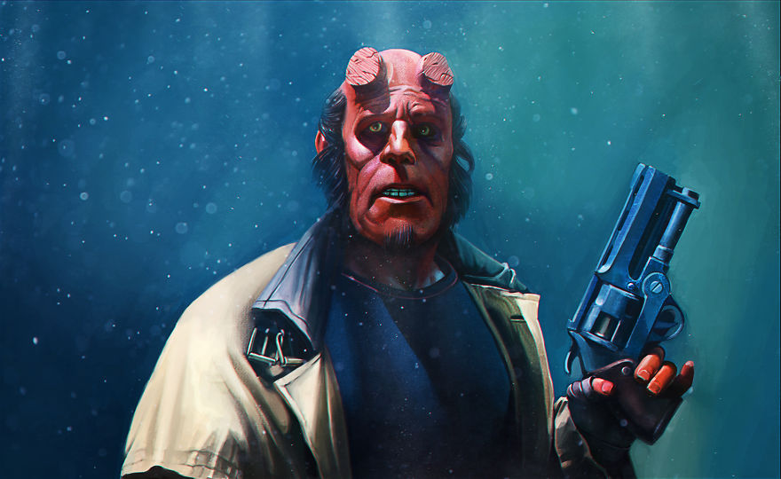 My Recent Digital Painting Of Comics Character Hellboy