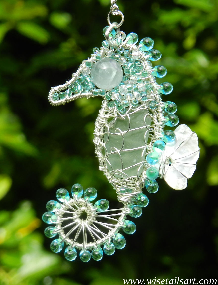 I Make Seahorses Out Of Wire And Beach Glass